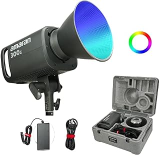 Aputure Amaran 300C RGBWW Full Color LED Video Light,300W Bi-color 2500K to 7500K Bowens Mount Continuous Light Bluetooth App Control 9 System FX DC/AC Power Supply Silent Fan