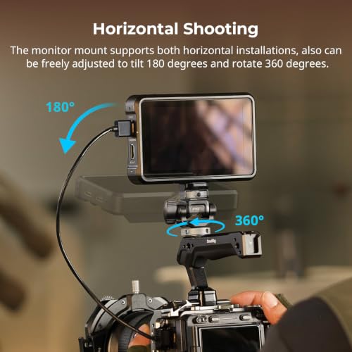 Image of SMALLRIG Camera Monitor Mount with Cold Shoe, 180 Tilt and 360 Swivel, Retractable 1 /4 inch Locating Screw Anti-Twist, Damping Adjust, Horizontal & Vertical Shooting