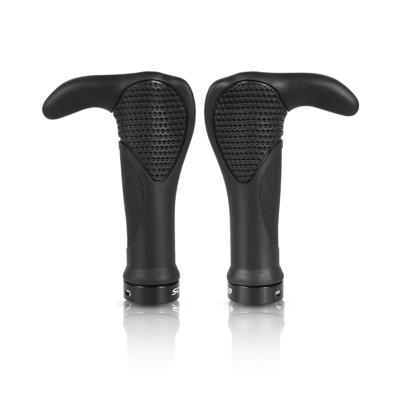 AEYINO Ergonomic Bike Handlebar Grips Lock-on Bar Ends Mountain Bicycle Handle Grips Anti-Slip Shock-Absorbing Handle Bar Grips with Aluminum Locking Ring for MTB, BMX, Scooter