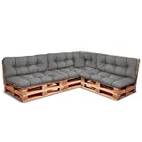 Best Wool Cojines para palets – Set de 3 Cojines de Asiento 120x80cm + Respaldo 120x40 y 60x40 40x40 – cojin Palet Relleno de Espuma de poulirette granulada - en la terraza y en el jardín