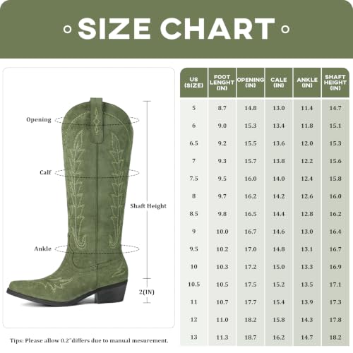 Image of Rivalran Cowboy Boots for Women - Knee High Pointed Toe Chunky Heel Pull On Zipper Western Cowgirl Boots, Retro Country Vintage Fashion Tall Boots