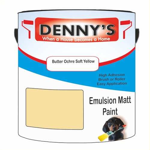 Premium Interior Wall & Ceiling Emulsion Paint – Butter Ochre Soft Yellow – Rich Matt Finish, Durable & Washable, Low Odour, Ideal for Living Rooms, Bedrooms & Hallways (250ML Tin)