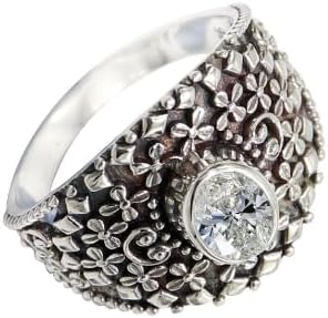 SILVERNROCK Moissanite Gemstone Silver plated Meditation Ring Handmade For Men W