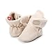Baby Booties Newborn Baby Fluffy Slippers Cute Infant Crib Shoes Cozy Cotton Warm Boots with Non Skid Bottom 6-12Months Beige