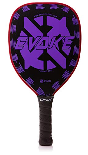 Onix Graphite Evoke Tear Drop Pickleball Paddle Features Tear Drop Shape, Polypropylene Core, and Graphite Face, Purple