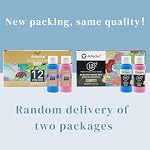 Artecho Acrylic Paint Set, 12 Metallic Colors Bottles (59ml / 2oz) Art Craft Paints for Canvas, Rock, Stone, Wood, Fabric, Art Supplies