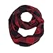 Plaid Infinity Circle Scarf for Women Lightweight Winter Warm Knitting Scarves (Knitting Black+Red)