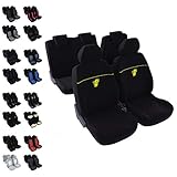 Maschinenwaschbar bei 30°C DBS - Autositzbezüge  Schonbezüge - PKW/Auto - 5 Sitze - Schwarz + Gelb - Universal - rutschfest - Waschbar