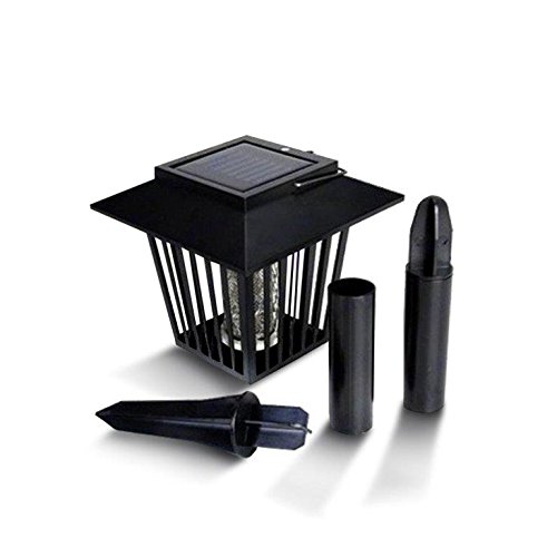 New & Improved Solar Powered Zapper- Enhanced Outdoor Flying Insect Killer- Hang Or Stake In The Ground- Cordless Garden Lamp- Portable Led Machine- Best Stinger For Mosquitoes/ Moths/ Flies (Black) #TOP6
