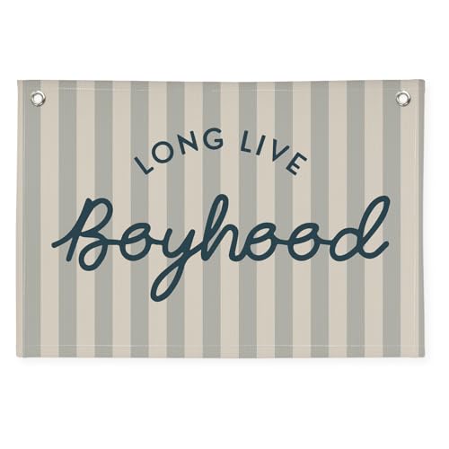 Image of Long Live Boyhood Banner Boy Room Decor, Banner Flag Nursery Playroom Wall Decor for Boys Bedroom Living Room Dorm Toddler Decorations Teen Boy Room Kid Banners Wall Hanging Linen Flag30x20
