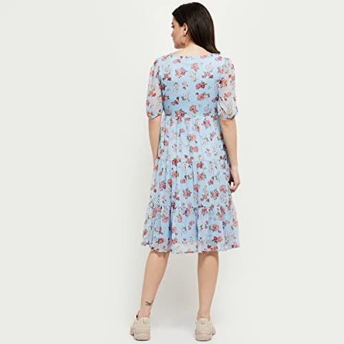 Image of Max Women Floral Printed Sweetheart Neck Midi A-Line Dress