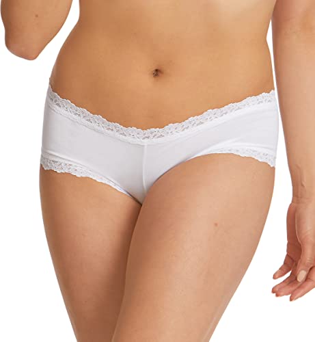 hanky panky Organic Cotton Boyshort with Lace 891281P - White - Medium