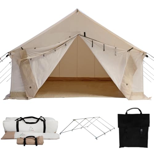 WHITEDUCK Alpha Canvas Wall Tent Waterproof 4 Season Outdoor Camping & Hunting Tent w/Heavy Duty Aluminum Frame, Best for Large Groups, Families & Outfitters (14'x16', Water Repellent)