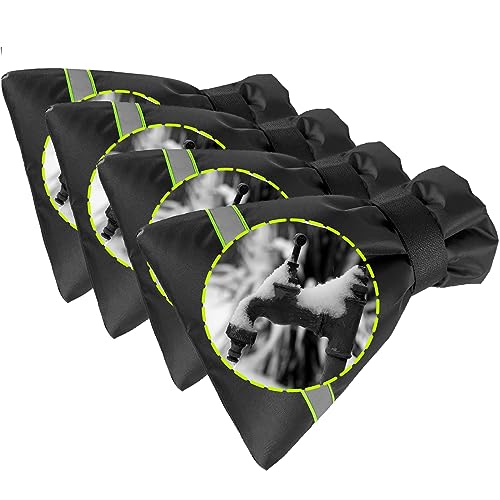 Outdoor Faucet Cover for Winter - Pro 7.1" W x 9.8" H - 4 Pack Outdoor Water Faucet Cover Socks for Winter Freeze Protection Pipe Insulation Reusable Waterproof Insulated Spigot backflow Cover