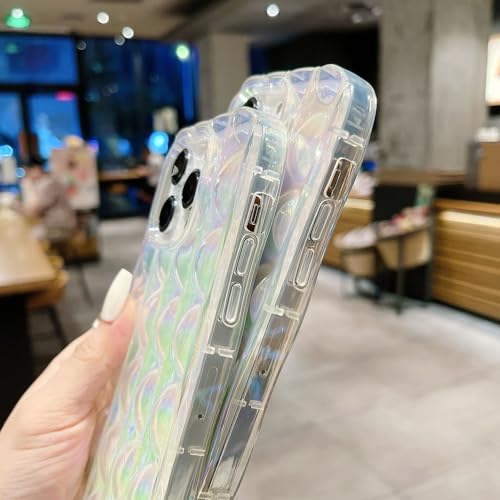 Coque iPhone 14 colorée à pois 3D avec reflets brillants plaqués