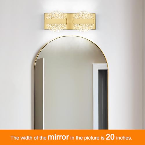 Image of Luxury Brushed Gold Bathroom Vanity Light with High CRI 90+ LED for True Colors, 10W 6000K Cool White Modern Bathroom Lights Fixture Over Mirror for Makeup & Shaving