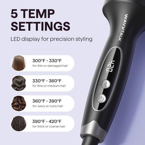Image of Wavytalk Thermal Brush Blowout Boost Grande 1.77″ Big Bouncy Blowout Waves | Negative Ion Technology, Tourmaline Ceramic, 5 Temperature Settings Dual Voltage, Less Damage, Black