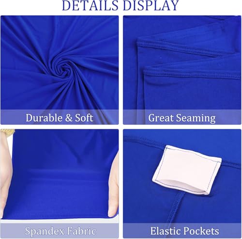 Image of 3 Pack 6FT Spandex Table Covers Washable Wrinkle Resistant Fitted Rectangle Tablecloth for Folding Table Wedding Party Birthday Banquet Bar Events(Royal Blue)