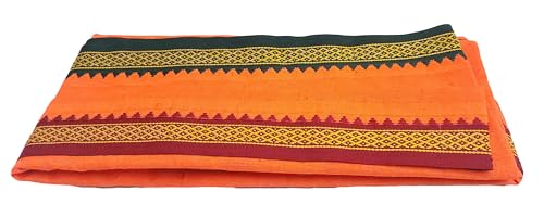 Image of Handloom Cotton + Polyester Mix God Towel | Gamcha /Angocha Towel | Fast Absorbing Bath Towels |Pack of 6 | Size 76 x 168 cm | Orange