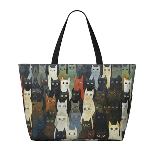 Sac de plage imprimé chat grand cabas de voyage idéal pour vos sorties piscine - 4