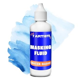 7 Artists Masking Fluid Gel 80 ml – for Watercolour Painting | Liquid Masking Fluid with Peel-Off Film for Precise Art Masking, Drawing Gum, Stencil and Glazing Techniques on Paper or Canvas
