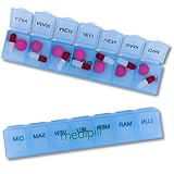 MEDIPILL   Pilulier Semainier Français | Pilulier 7 jours   7 Compartiments | Compact et Durable | Sans BPA| Bleu | Une Pièce | MED S7 B