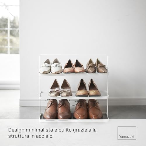 Yamazaki 2480 Tower Scarpiera Largo, Bianco, Acciaio, Design Minimalista, 50 X 14 X 45,5 Cm (Lxpxa) - 4
