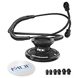 MDF Instruments, Acoustica Lightweight Stethoscope for Doctors, Nurses, Students, Home Health Use, Adult, Dual Head, Black Tube, Black Chestpiece-Headset, MDF747XPBO