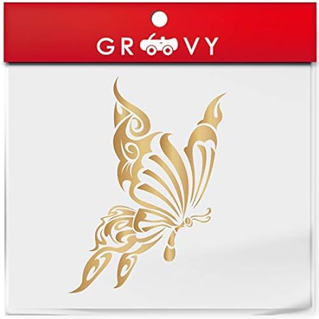 Amazon 蝶 バタフライ 蝶々 車 ステッカー トライバル かっこいい 左右あり ドレスアップ エンブレム シール デカール アクセサリー ブランド アウトドア グッズ 雑貨 おもしろ かっこいい おしゃれ Tribal But003 ゴールド 右向き ステッカー デカール 車 バイク