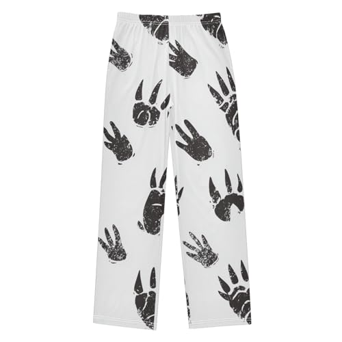 ZZXXB Dinosaur Footprints Boys Long Pants Soft Trousers Elastic Waist Kids Lounge Bottoms with Pockets S-XL