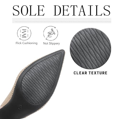 Women's Knit Chunky Heels Slingback Pumps with Adjust Ankle Strap Fashion Pointed Toe Breathable Mesh High Heels Sandals for Work Office Party Dress Shoes4