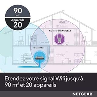 NETGEAR Répéteur WiFi (EX6130), Amplificateur WiFi AC1200, WiFi Booster, jusqu'à 90m² et 20 appareils, repeteur WiFi puissant , Prise de Courant Intégrée, compatible toutes Box