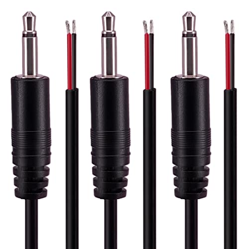 3.5Mm Ends To Bare Wire Cable, Yeebline 3-Pack 0.6Ft 0.2M Replacement 3.5Mm Male Plug To Bare Wire Open End Ts 2 Pole Mono 1/8" 3.5Mm Plug Jack Connector Adapter Audio Cord Repair (Black, 3.5Mm Male) #TOP12