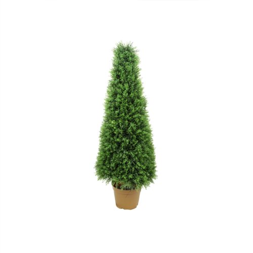 Northlight O84109 4' Potted Two-Tone Artificial Cypress Tower Cone Topiary Tree