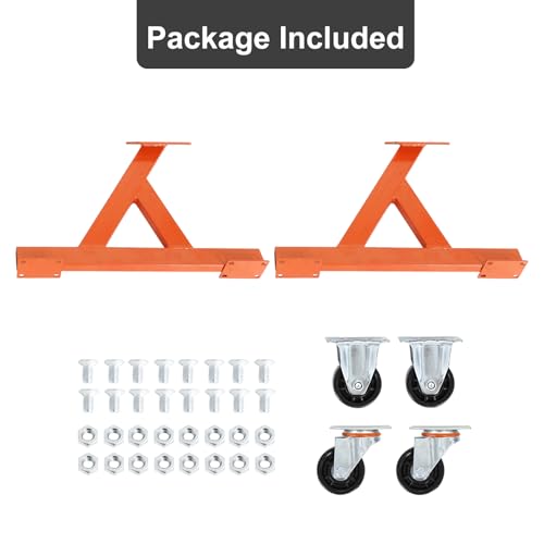 Image of Metal Engine Stand for LS Series V8 Engines - Heavy Duty Steel Cradle (2 PCS), Rolling Storage Stand with Swivel Casters, Engine & Transmission Storage Support, Orange