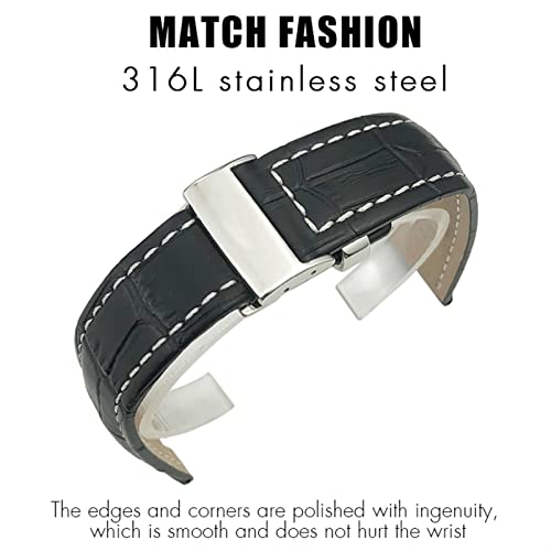 Bracelet montre cuir softwatch 24mm marron fermoir pliant sécurisé - 3