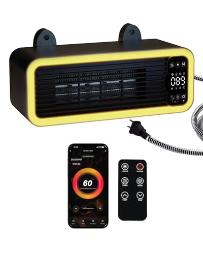 Calentador de casa para perros, calentador de mascotas al aire última intervensión con Themostat y aplicación WiFi, control remoto, cable antimasticable, calentadores seguros y rápidos de 1200 W para