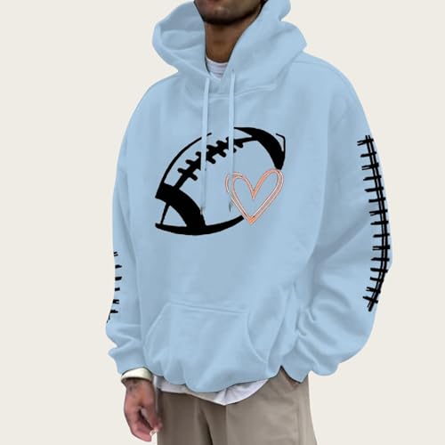 Game Day Hoodies for Man Heart Rugby Graphic Hoodies Pullover Thickened Fleece Hooded Sweatshirt Trend Loose Pullover2