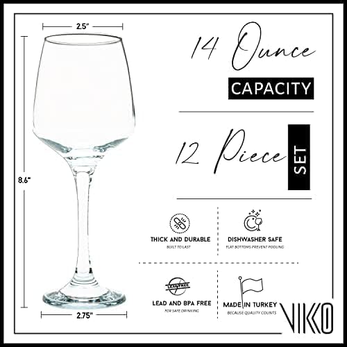 Miniatura 2 de Vikko Copas de vino, juego de 12 copas de vino tinto, copa de vino transparente de 14 onzas, copas europeas clásicas y duraderas