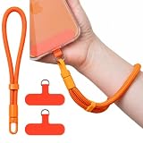 [スマート良品] スマホストラップ 手首 ストラップホルダー2枚付き 落下防止 ハンドストラップ ショートストラップ 長さ調整可能 360度回転 全機種対応 鍵 カメラ 財布対応 sc075 (02オレンジ)