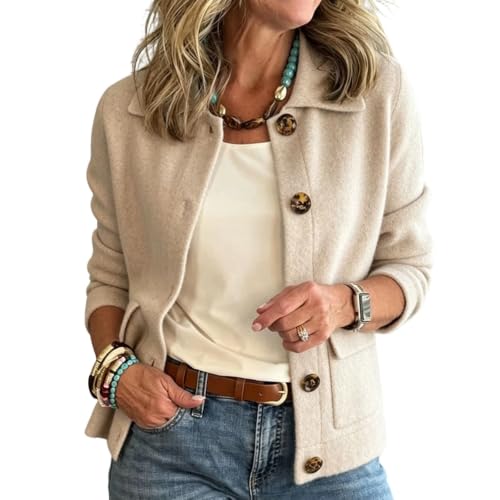 Womens Khaki Wool Coats Long Sleeve Single Breasted Winter Woolen Coat
