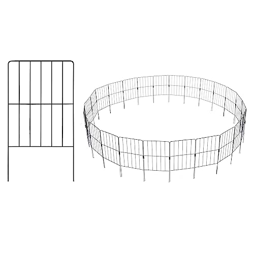 TANGZON Garden Fence, Rustproof Metal Wire Fencing Panel Border with 360° Rotatable Connectors, Decorative Animal Barrier Landscape Flower Edging (25 Pack, Total 27ft x 24in)