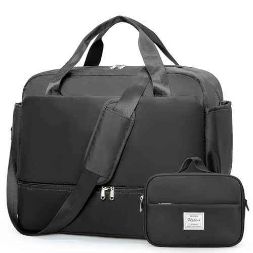 Travel Duffel Bag with Shoes Compartment, Carry-on Weekender Bags for Women