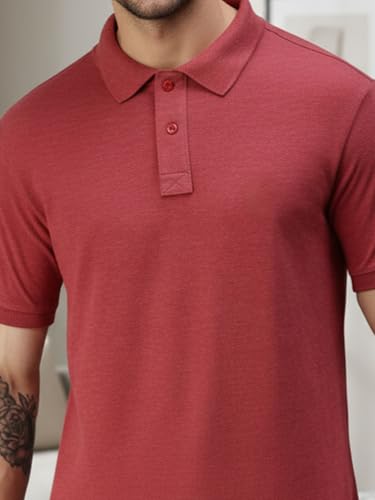Image of Lux Cozi Men's Cotton Solid Polo Tshirt | Collar Tshirts | Half Sleeves | Stylish & Premium All Day Wear | Pack of 1