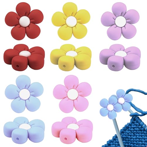 10 Stück Niedliche Blumen-Stricknadelstopper, Stricknadel...