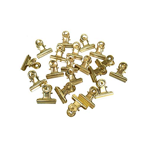 Metal Bulldog Clips, 1.25 Inches, Pack of 20 (Light Gold)