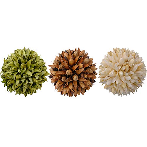 Cir Oases Decorative Balls Bowl/Tray &Floral Orb/Ball With Dried Potpourri, Artificial Decorative Balls For Vase Bowl Filler Table Decor For Home,Spa,Reiki,Meditation 03,4 Inch Diameter, Set Of 3 #TOP1