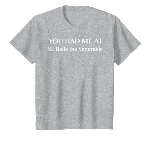 St. Bede The Venerable Christian Confirmation Saint Church T-Shirt, Youth, Heather Grey, Large