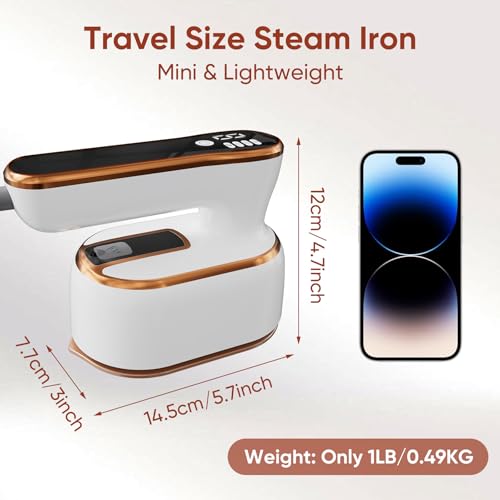 Upgraded - Portable Steamer for Clothes - LED Display & 3+1 Level Steam, Foldable Compact Mini Iron, Small Handheld Iron with Ironing Gloves, College Essential, White(Only for 110V, Such as Canada/US) by Loleik - Image 6