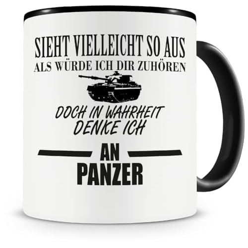 Samunshi® Tasse Panzer Spruch Bundeswehr Geschenke Kaffeetasse Tassen Teetasse Kaffeebecher Soldat schwarz